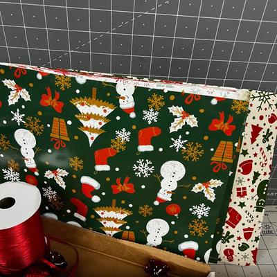 Lot of Christmas Wrapping Paper, Ornaments and Ribbon