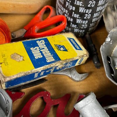 Box of Misc. Tools and Garage Part items