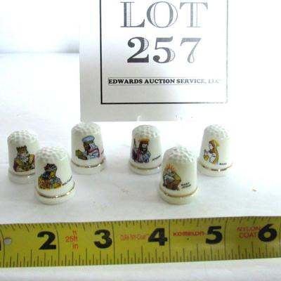 Lot of 6 Porcelain Thimbles, Nativity Theme, Joseph/Mary/Baby & 3 Wise Men