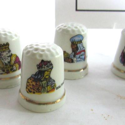 Lot of 6 Porcelain Thimbles, Nativity Theme, Joseph/Mary/Baby & 3 Wise Men