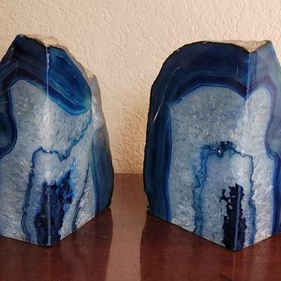 Beautiful Blue Geode Bookends
