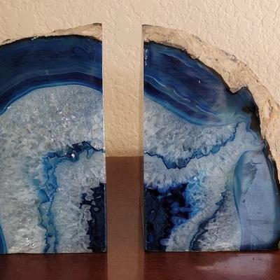 Beautiful Blue Geode Bookends