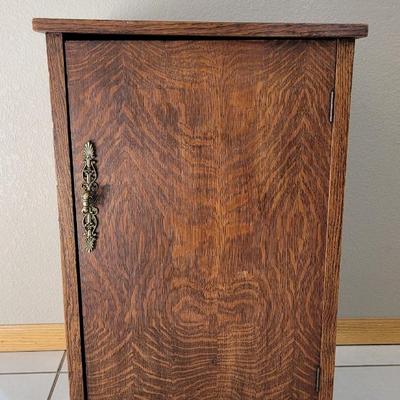 Antique Tiger Oak Sheet Music Cabinet