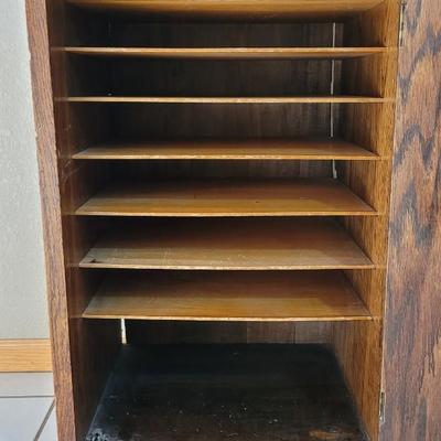 Antique Tiger Oak Sheet Music Cabinet