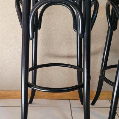 (2) Black Mid Century Stools