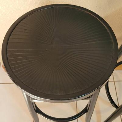 (2) Black Mid Century Stools