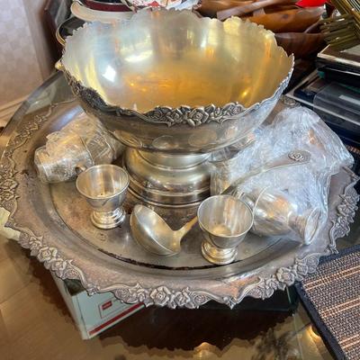 NICKLE SILVER PUNCH BOWL SET