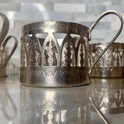 Russia stakan vintage glass holder ,Soviet vintage podstakannik Set of 6