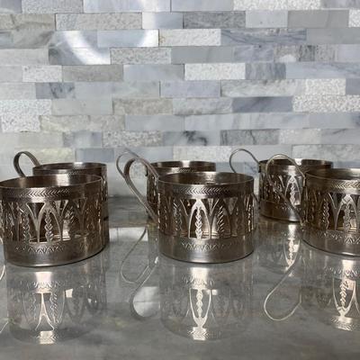Russia stakan vintage glass holder ,Soviet vintage podstakannik Set of 6