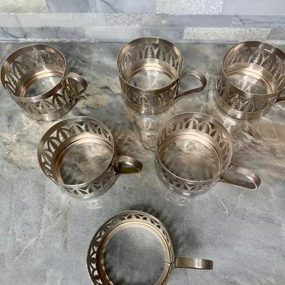 Russia stakan vintage glass holder ,Soviet vintage podstakannik Set of 6