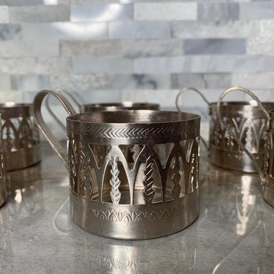 Russia stakan vintage glass holder ,Soviet vintage podstakannik Set of 6