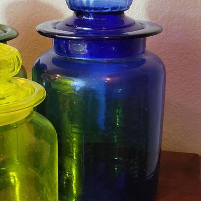 Vintage Multicolored Glass Cannister Set