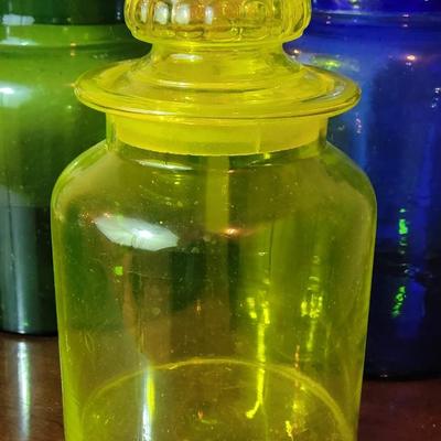 Vintage Multicolored Glass Cannister Set