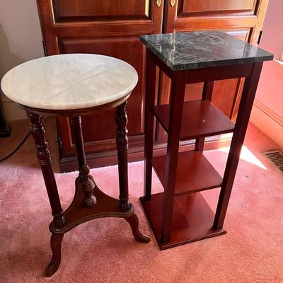 2 Marble Top Occasional End Side Tables