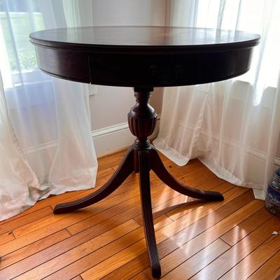 Vintage Mahogany Drum Table w/ Drawer