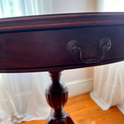 Vintage Mahogany Drum Table w/ Drawer