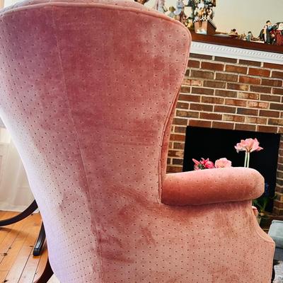 Vintage Pink Velvet Channel Back Chair