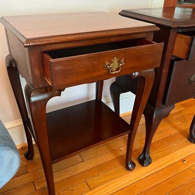 2 Vintage End Side Tables - Queen Anne, Chippendale