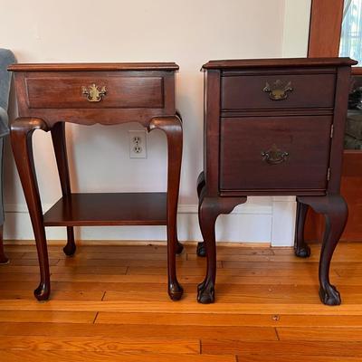 2 Vintage End Side Tables - Queen Anne, Chippendale