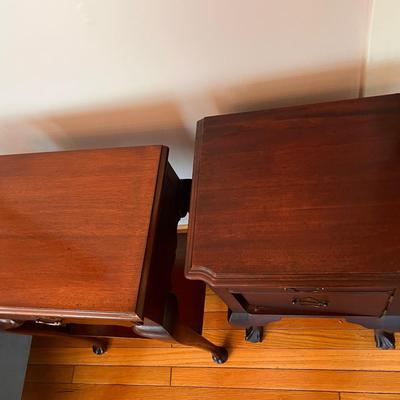 2 Vintage End Side Tables - Queen Anne, Chippendale