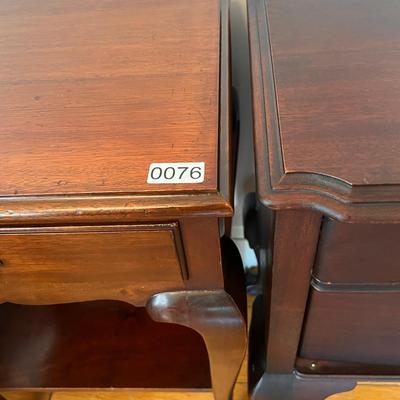 2 Vintage End Side Tables - Queen Anne, Chippendale