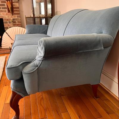 Vintage Light Blue Camelback Sofa Couch