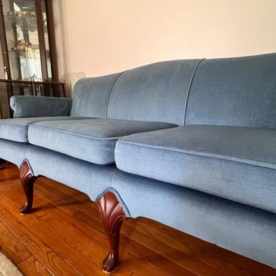 Vintage Light Blue Camelback Sofa Couch