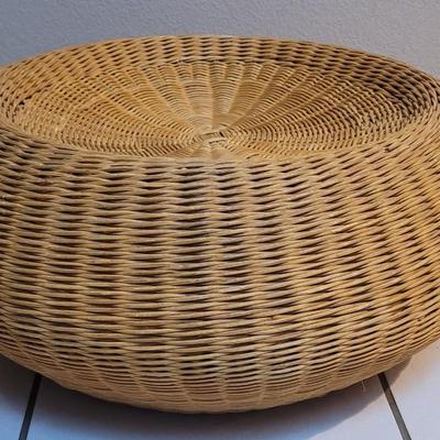 Mid Century Wicker Stool or Ottoman