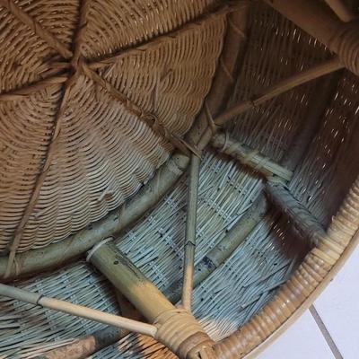 Mid Century Wicker Stool or Ottoman