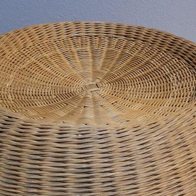 Mid Century Wicker Stool or Ottoman