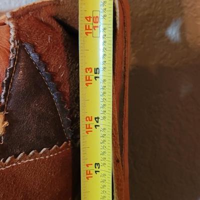 Vintage Leather Patch work Pillow with Tassels