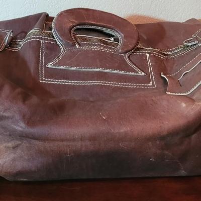 Vintage Unique Leather Duffle Bag
