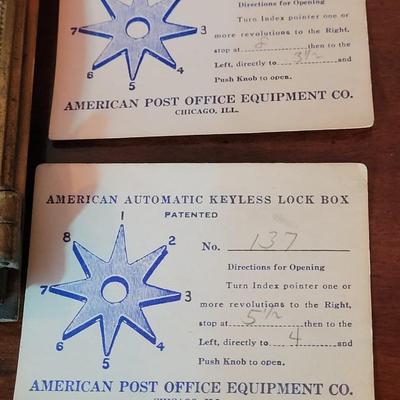 2 Antique Keyless Post Office Box Windows