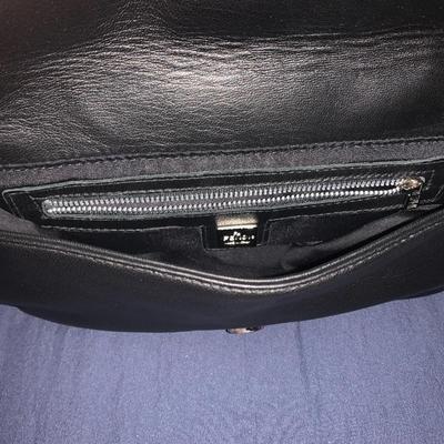 FENDI Black Leather Baguette Shoulder Bag