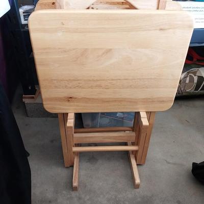 WOODEN TV TRAYS WITH TRAY HOLDER
