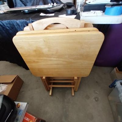 WOODEN TV TRAYS WITH TRAY HOLDER