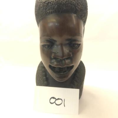Carved African Stone Wood Man's Bust