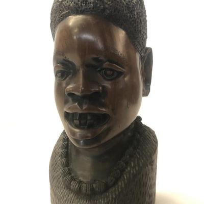 Carved African Stone Wood Man's Bust