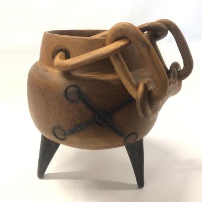 Hand Carved Wooden Planter from South Africa