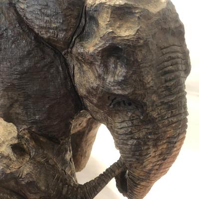 South African Hand Carved Elephants Statues with Tusks - over 37lbs