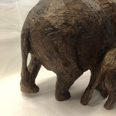 South African Hand Carved Elephants Statues with Tusks - over 37lbs