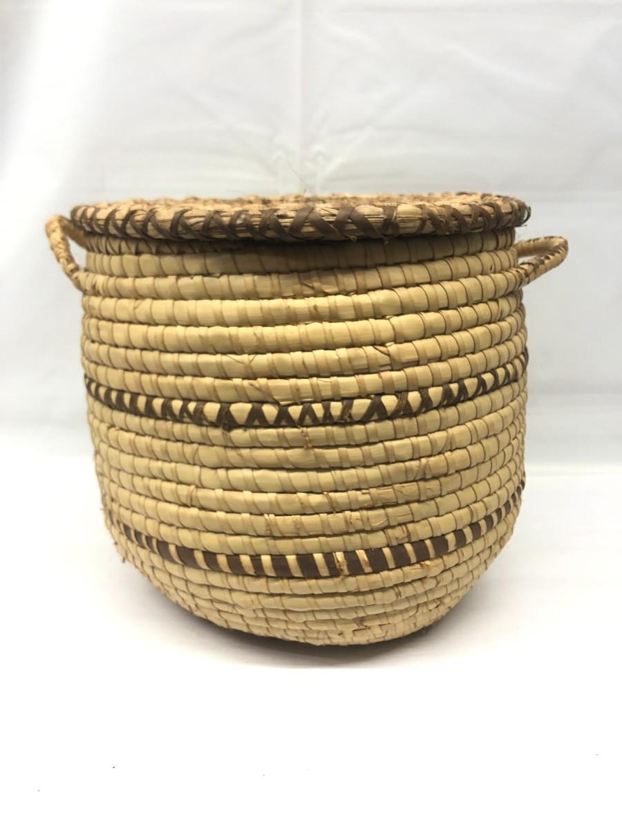South African Handmade Art Small Hand Woven Basket with Lid