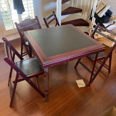 Wooden Card Table Set with Four Chairs