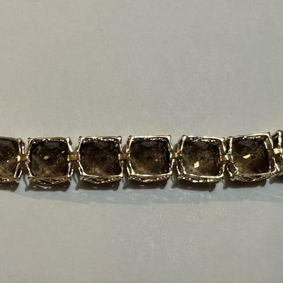 BEAUTIFUL STERLING SILVER BRACELET WITH CHARCOAL COLORED STONES