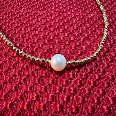 GORGEOUS FRESHWATER PEARL AND STERLING SILVER HEMATITE NECKLACE