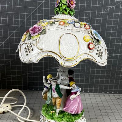 Dresden PMP Plane Schierholtz Figural Lamp w/ Shade and Finial 