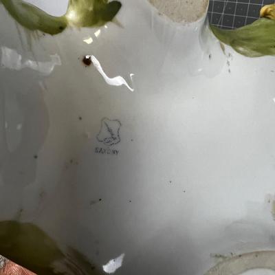 Art Nouveau Saxony Vase PAIR Green with Fabulous Ladies 