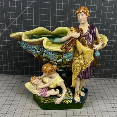 Antique Majolica Centerpiece Bowl 