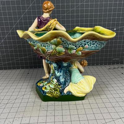Antique Majolica Centerpiece Bowl 