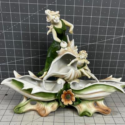 Antique Art Nouveau Sculpture of Shells and a Baby